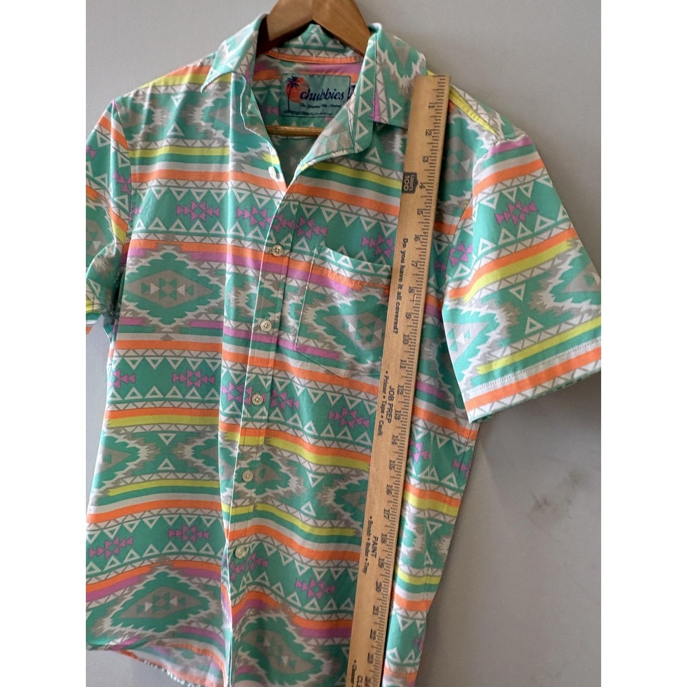 Chubbies Shirt Mens Small Multicolor Aztec Geometric Short Sleeve Button Up - Picture 4 of 5
